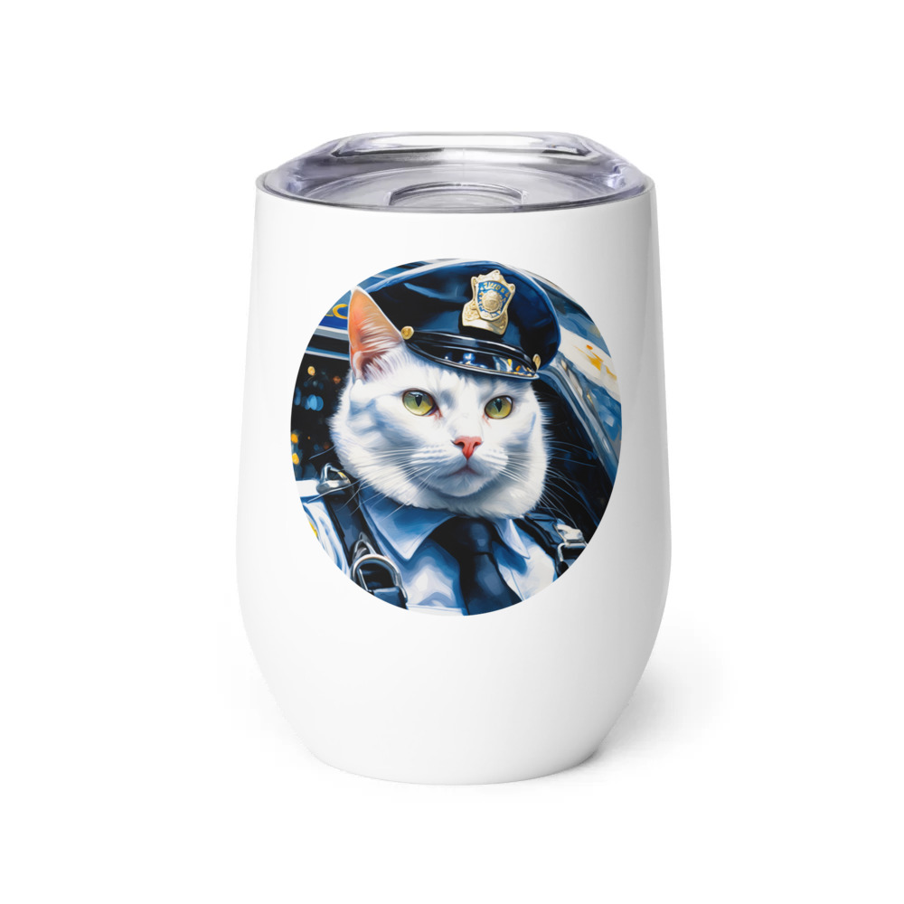 PugMug Custom White Companion Cat Wine Tumbler