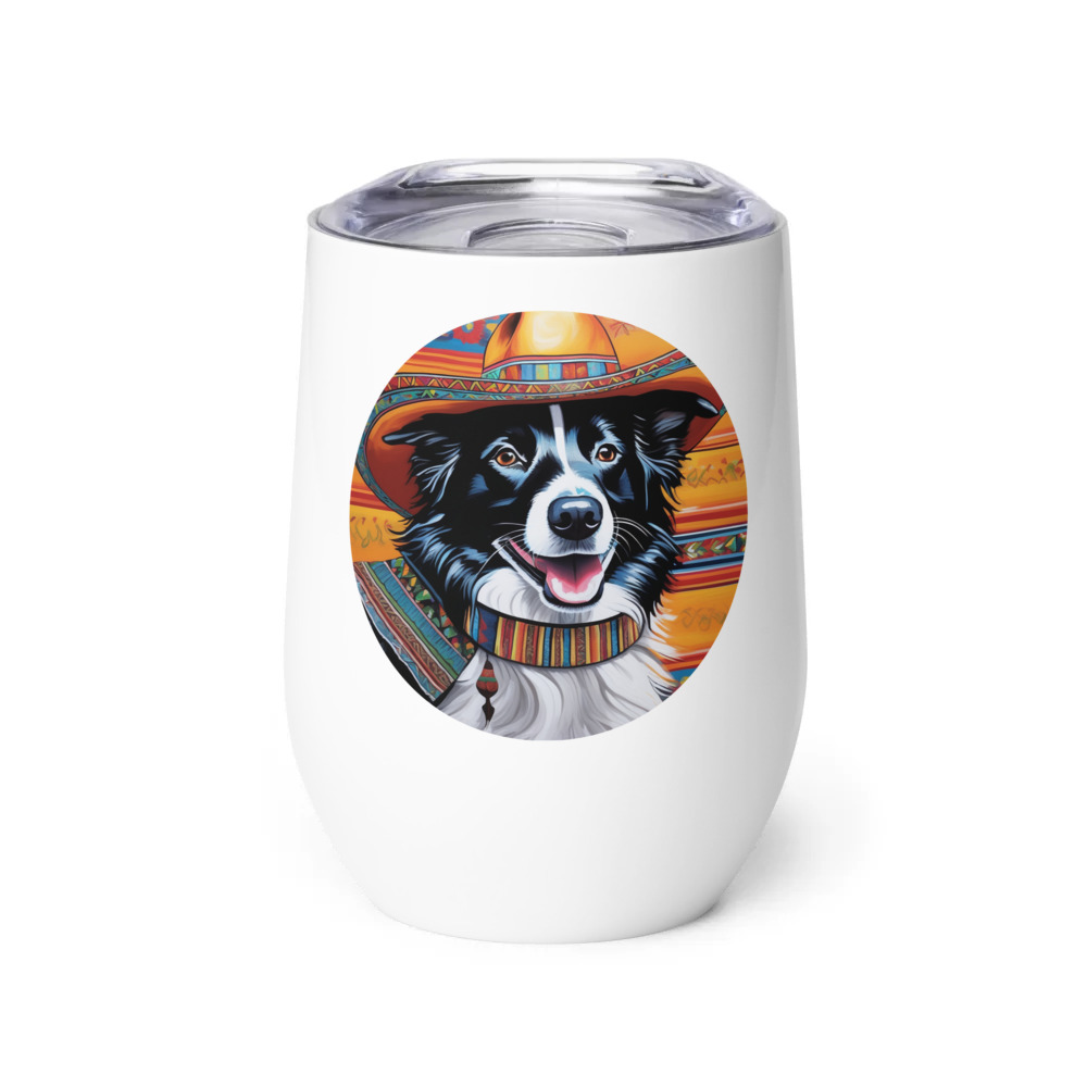 PugMug Custom Border Collie Wine Tumbler