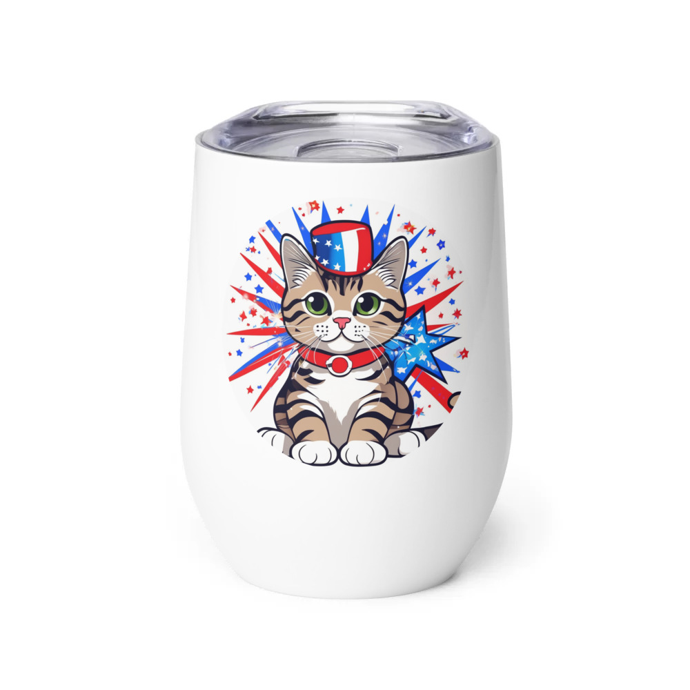 PugMug Custom Tabby Scottish Fold Cat Wine Tumbler