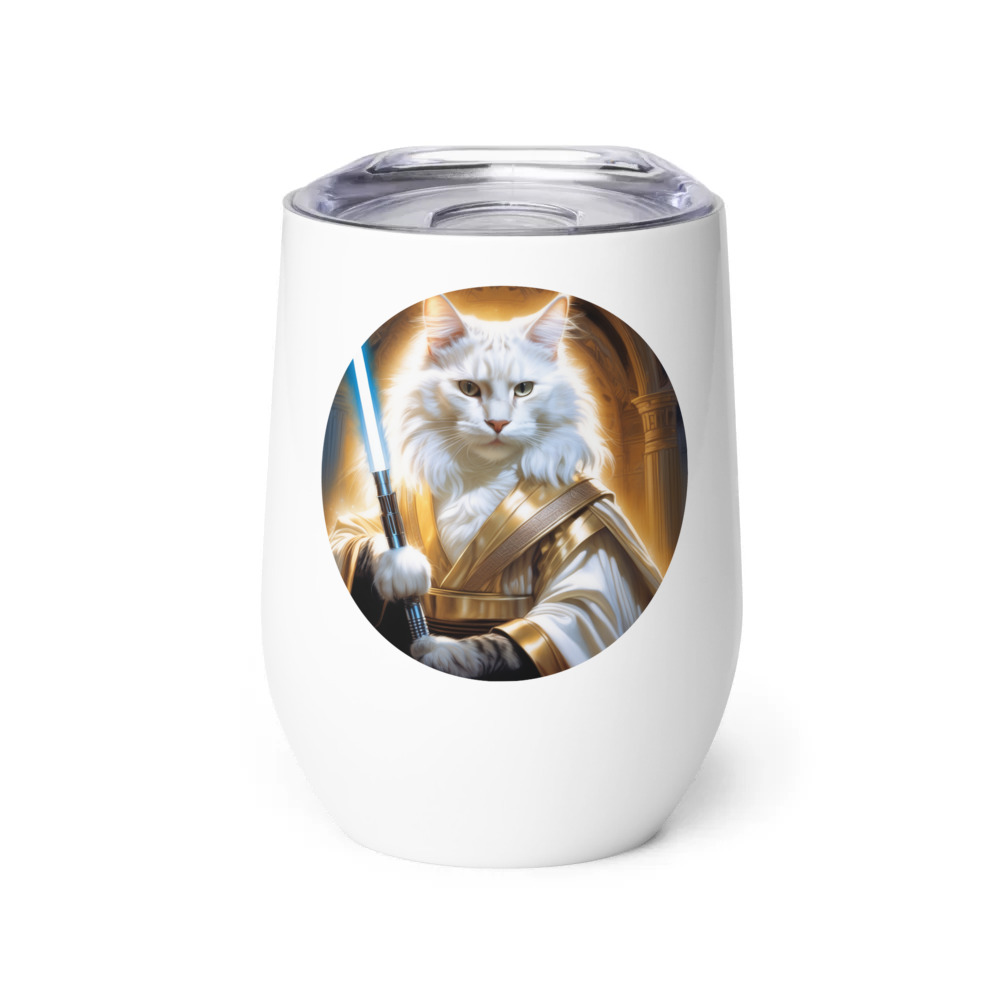 PugMug Custom White Maine Coon Cat Wine Tumbler
