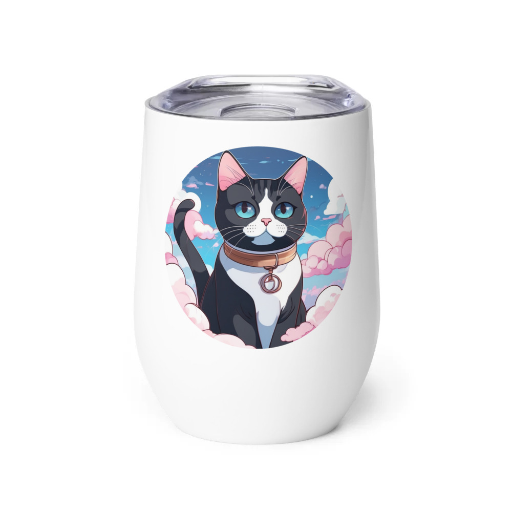 PugMug Custom Black American Shorthair Cat Wine Tumbler