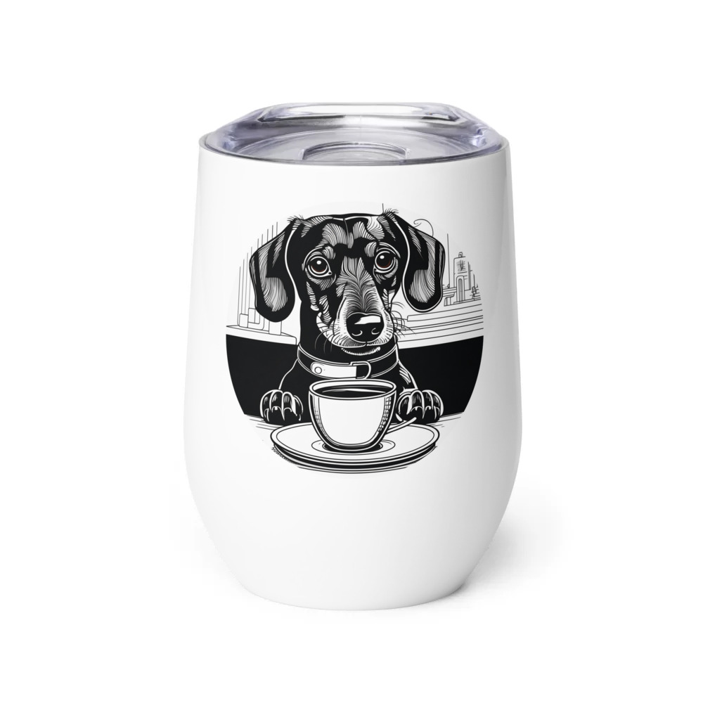 PugMug Custom Black Dachshund Wine Tumbler