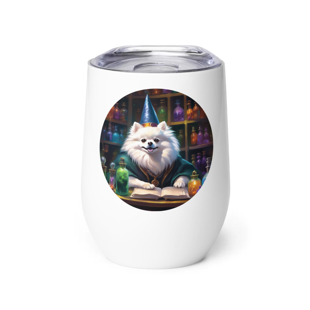 PugMug Custom White Pomeranian Wine Tumbler