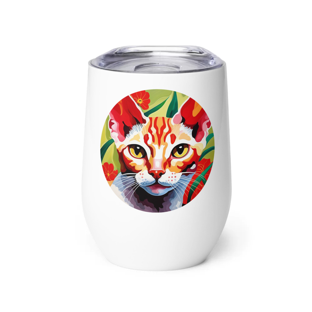 PugMug Custom Tabby Devon Rex Cat Wine Tumbler