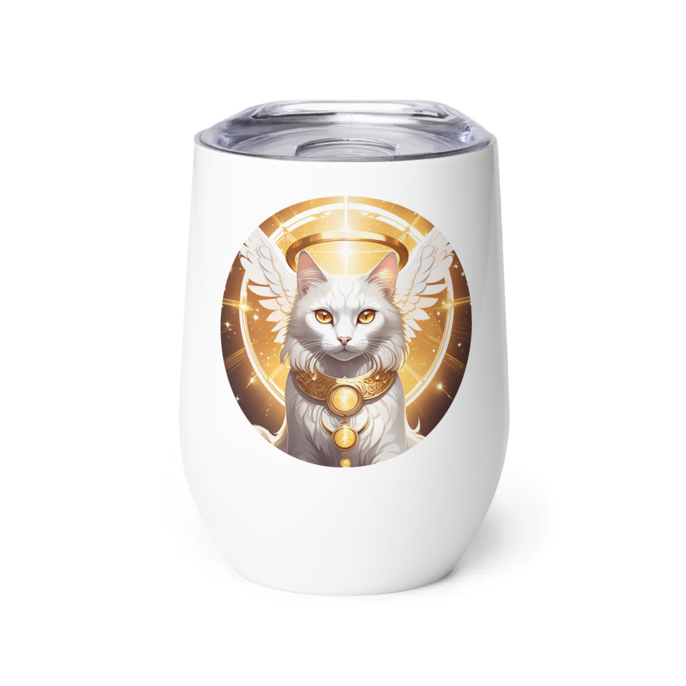 PugMug Custom White Companion Cat Wine Tumbler