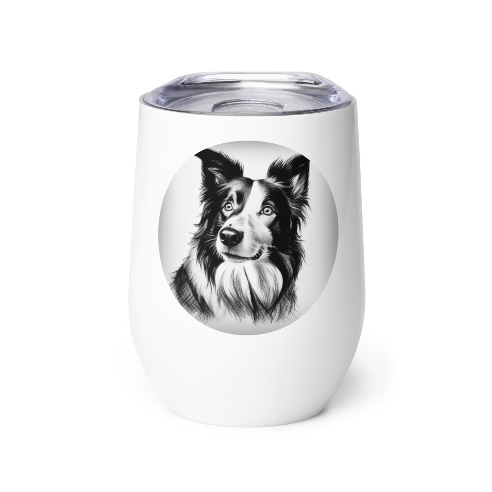 PugMug Custom Border Collie Wine Tumbler