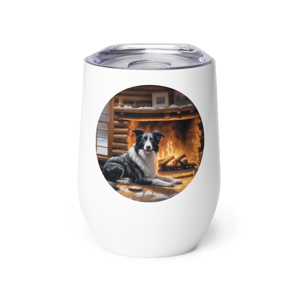 PugMug Custom Border Collie Wine Tumbler