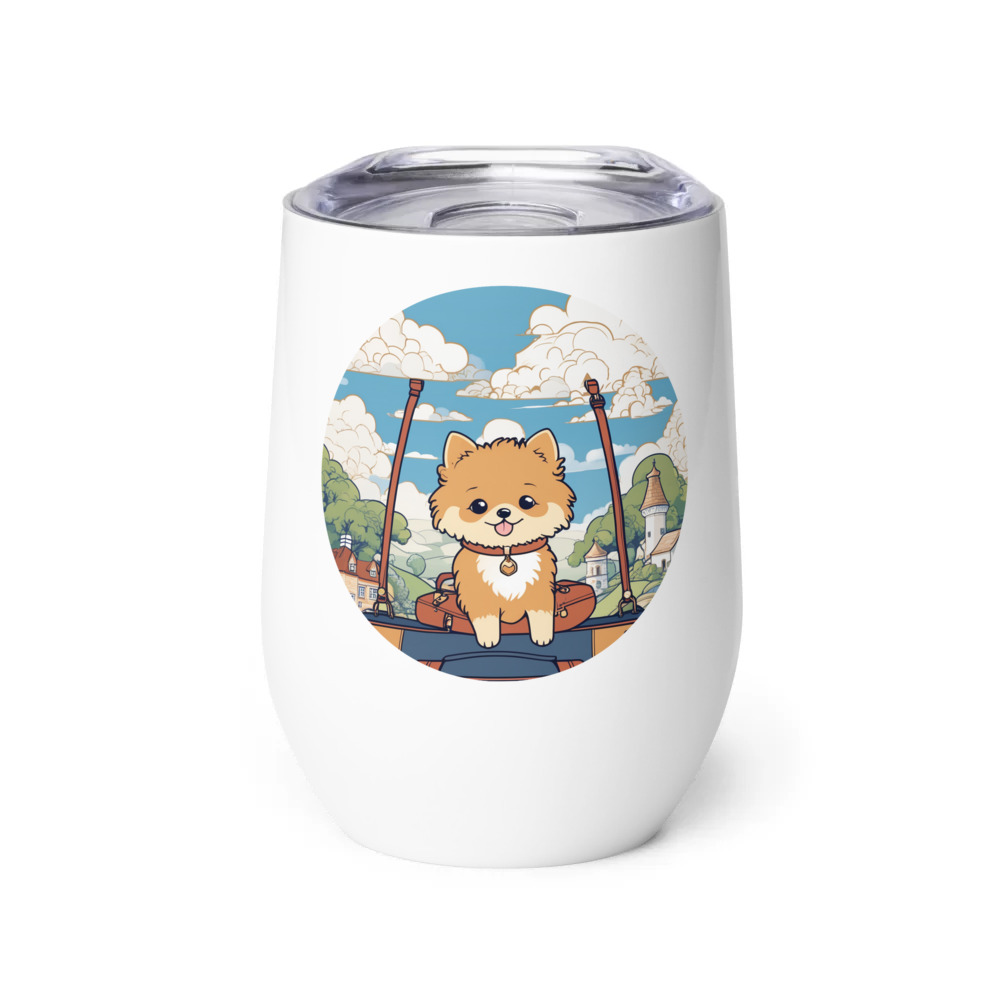 PugMug Custom Tan Pomeranian Wine Tumbler