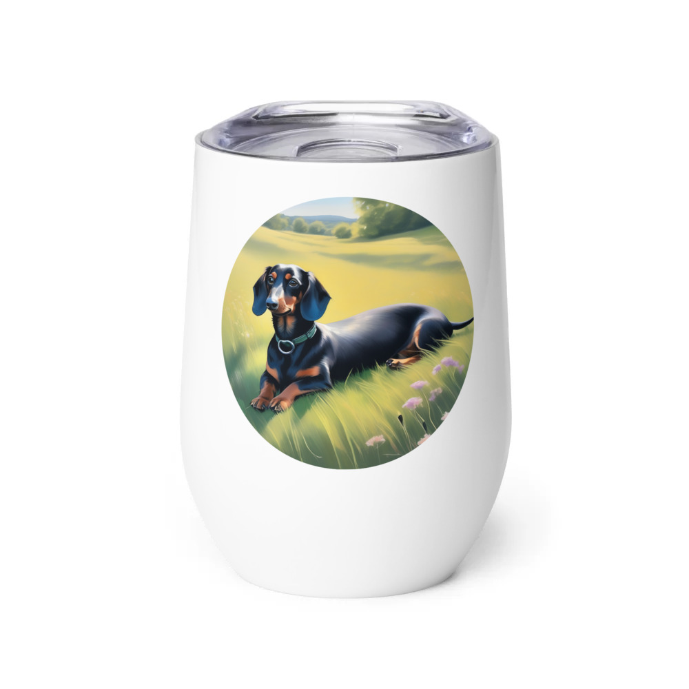 PugMug Custom Black Dachshund Wine Tumbler