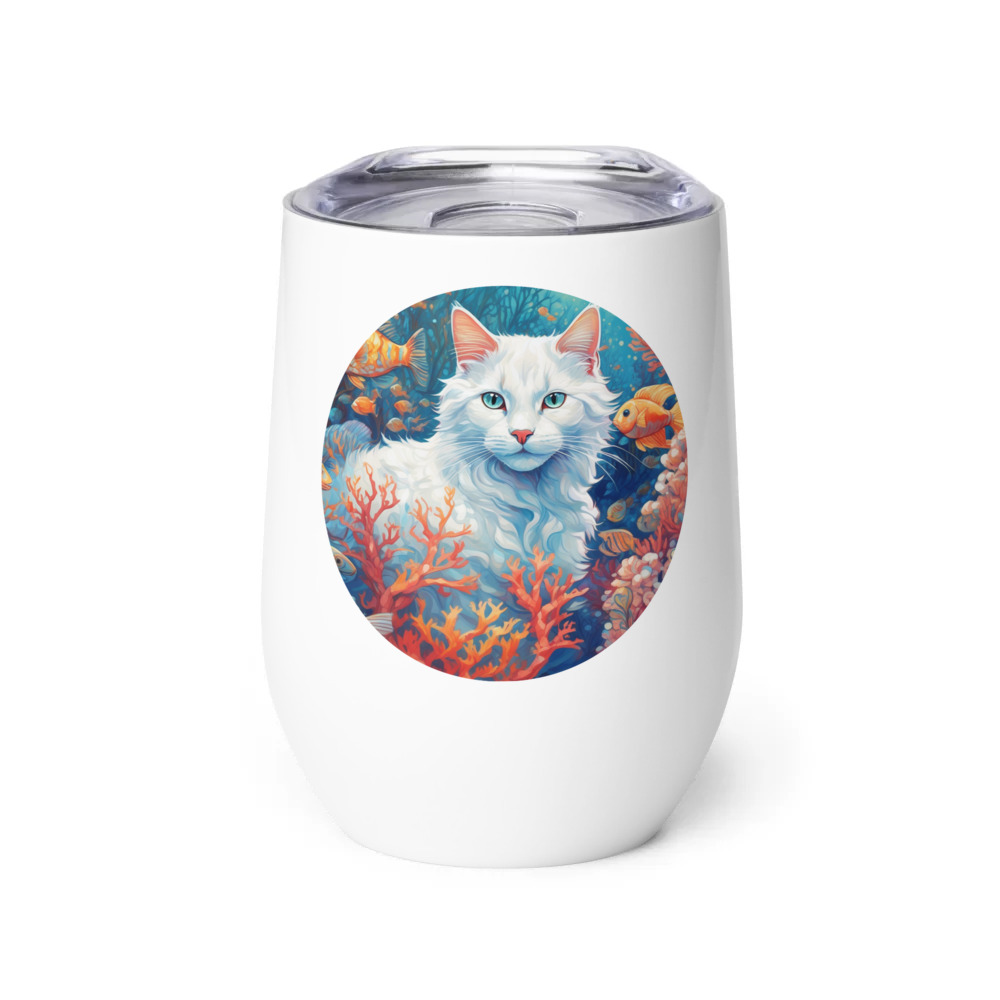 PugMug Custom White Companion Cat Wine Tumbler