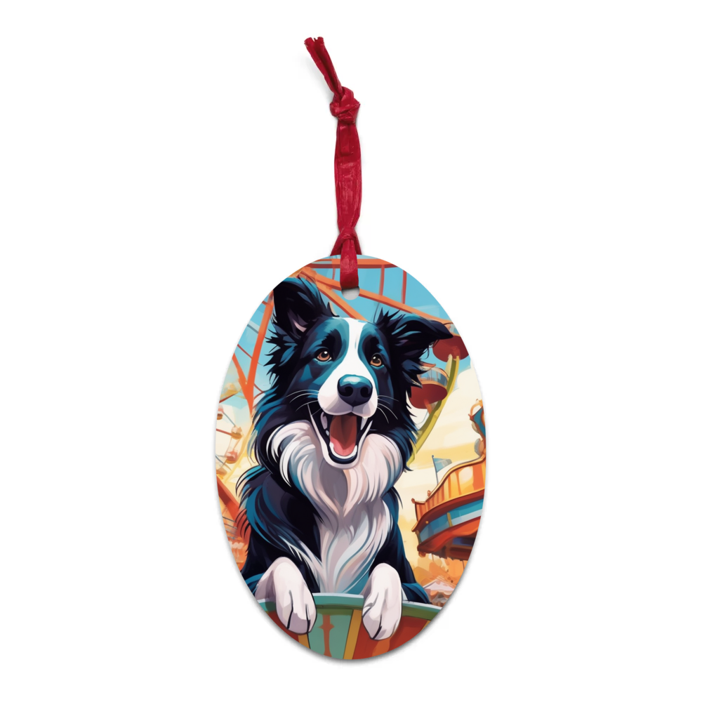 PugMug Custom Border Collie Wooden Ornament