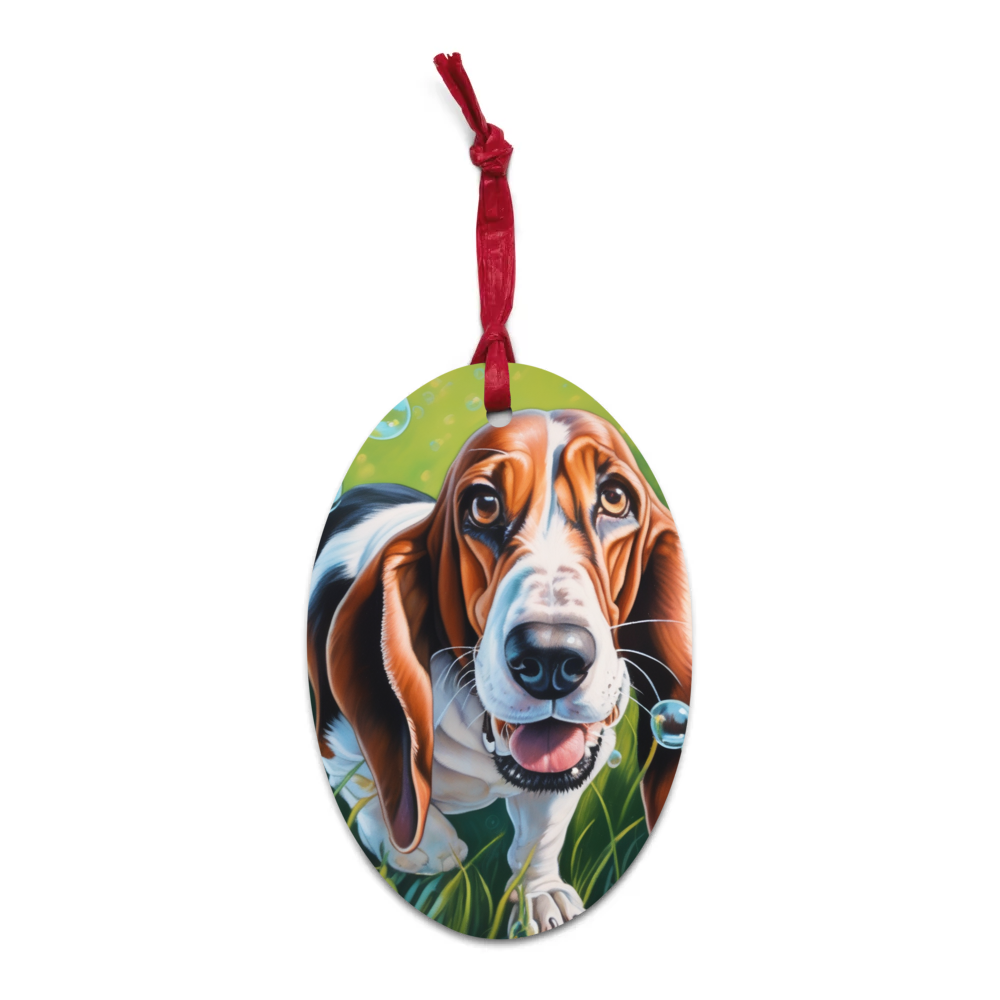 PugMug Custom Basset Hound Wooden Ornament
