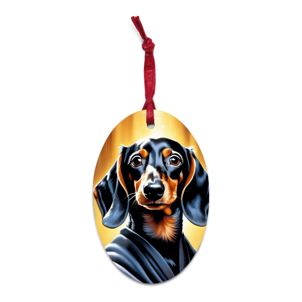 PugMug Custom Black Dachshund Wooden Ornament
