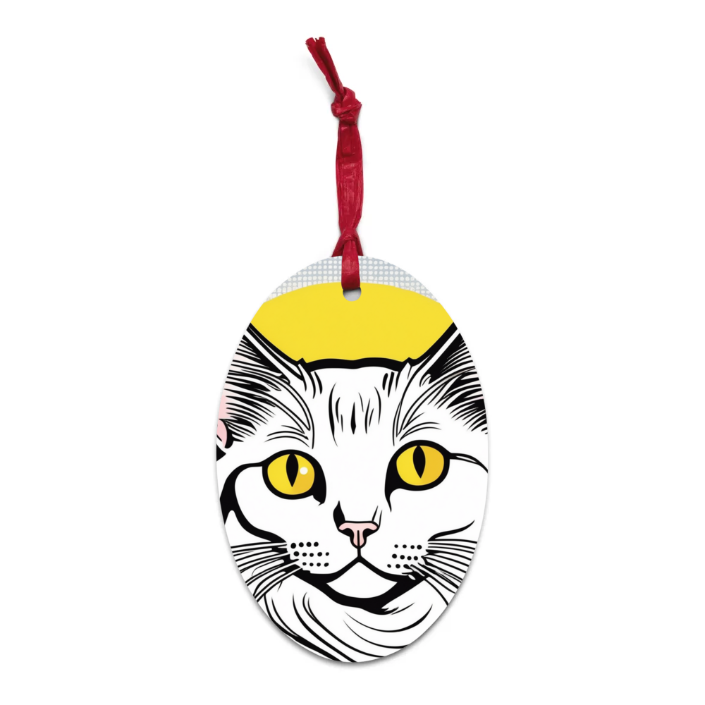 PugMug Custom White Companion Cat Wooden Ornament