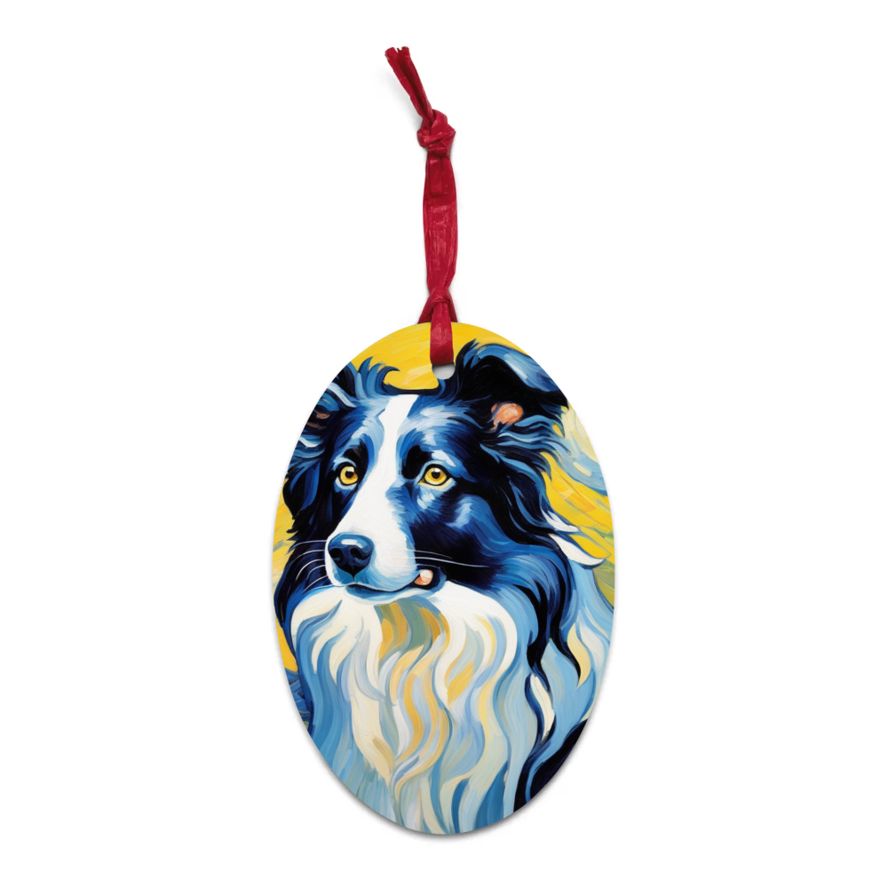 PugMug Custom Border Collie Wooden Ornament