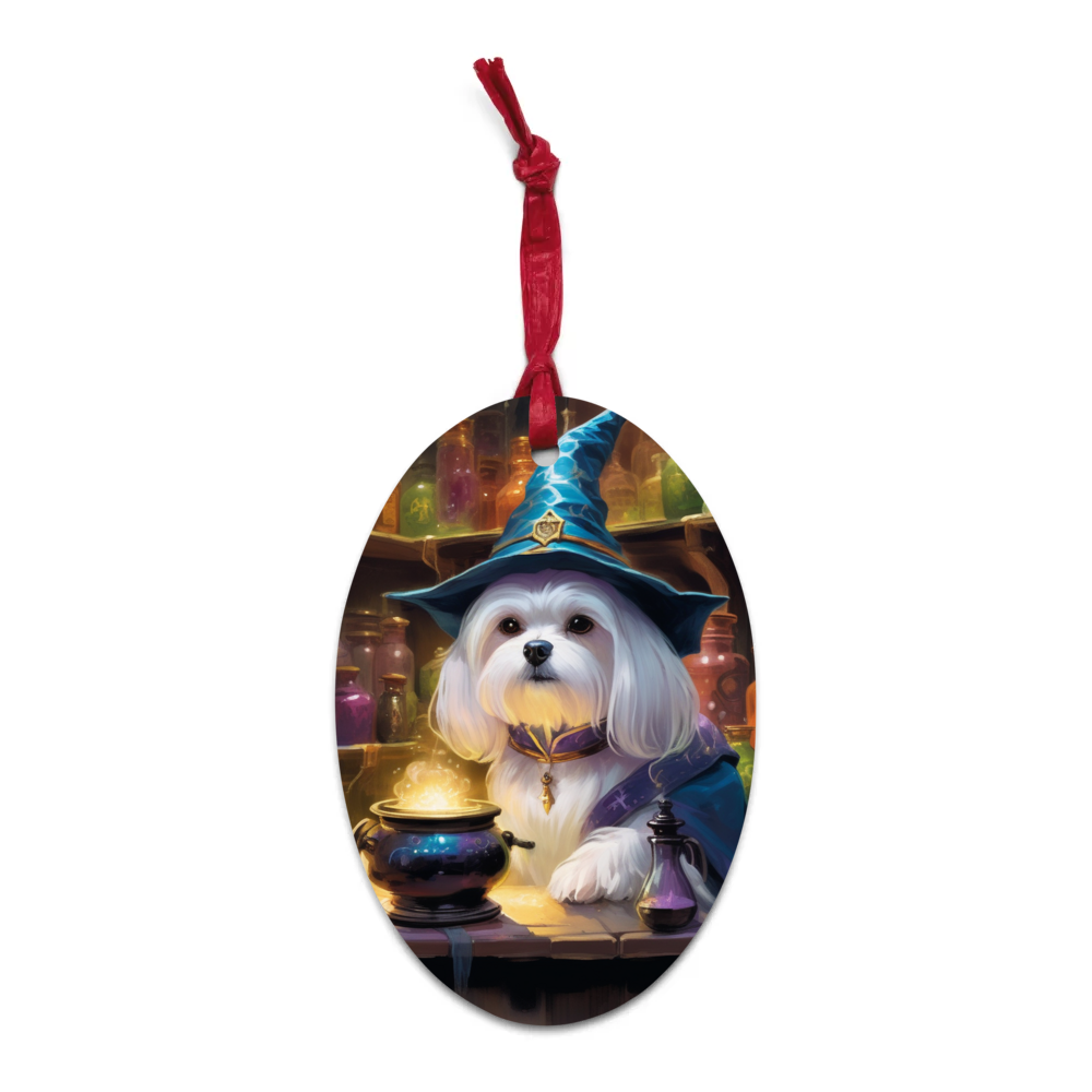 PugMug Custom Maltese Dog Wooden Ornament