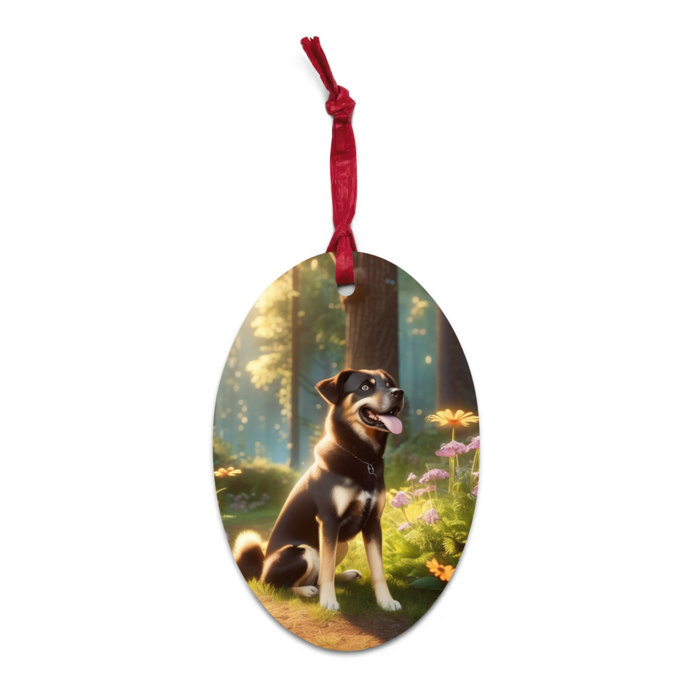 PugMug Custom Blue Wooden Ornament