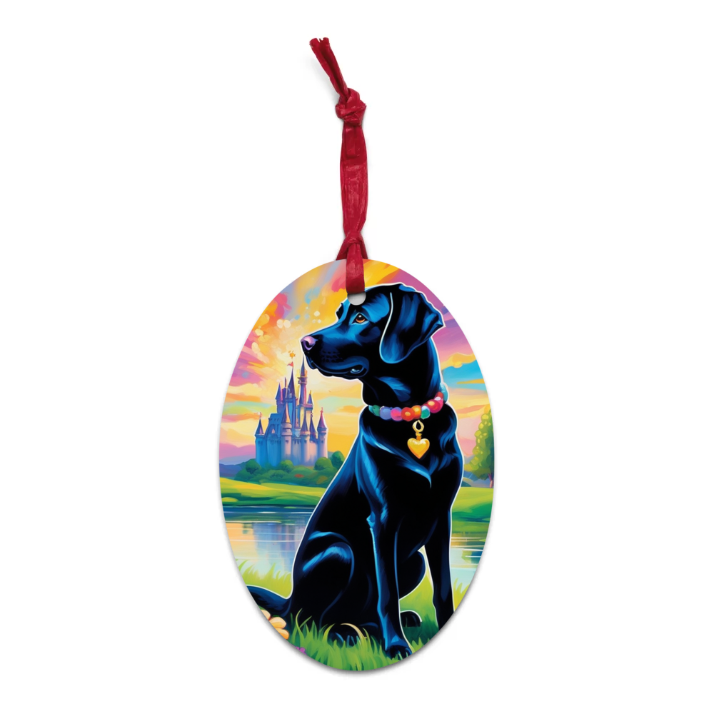 PugMug Custom Black Labrador Retriever Wooden Ornament