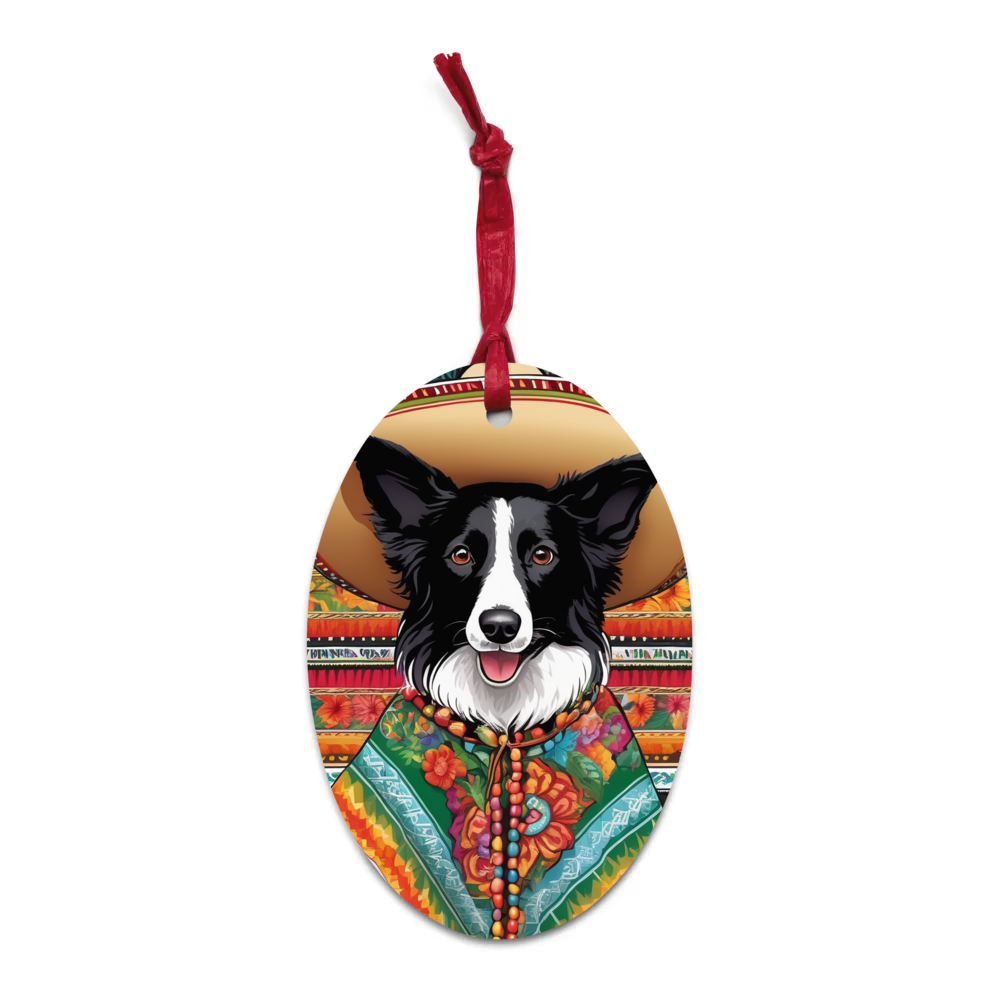 PugMug Custom Border Collie Wooden Ornament