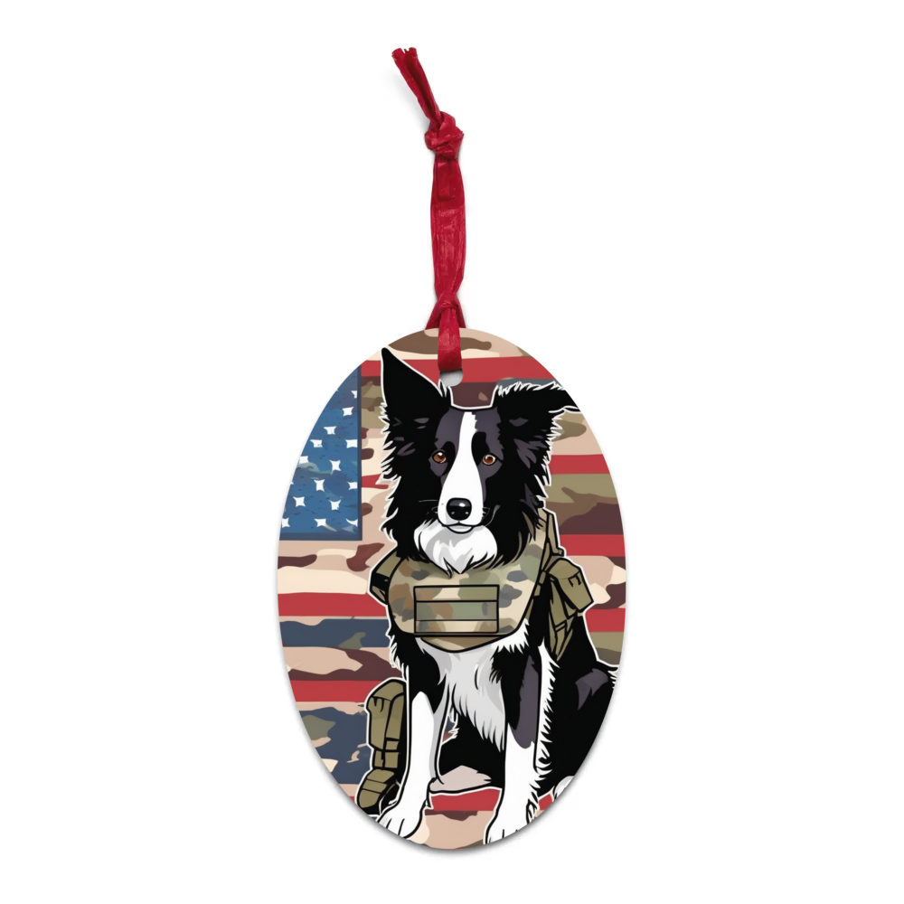 PugMug Custom Border Collie Wooden Ornament