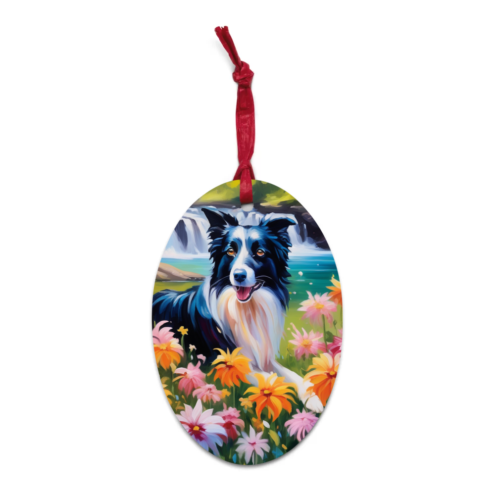 PugMug Custom Border Collie Wooden Ornament