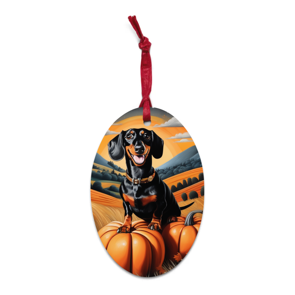 PugMug Custom Black Dachshund Wooden Ornament