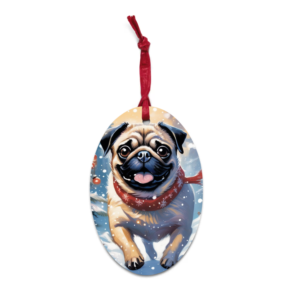PugMug Custom Pug Wooden Ornament