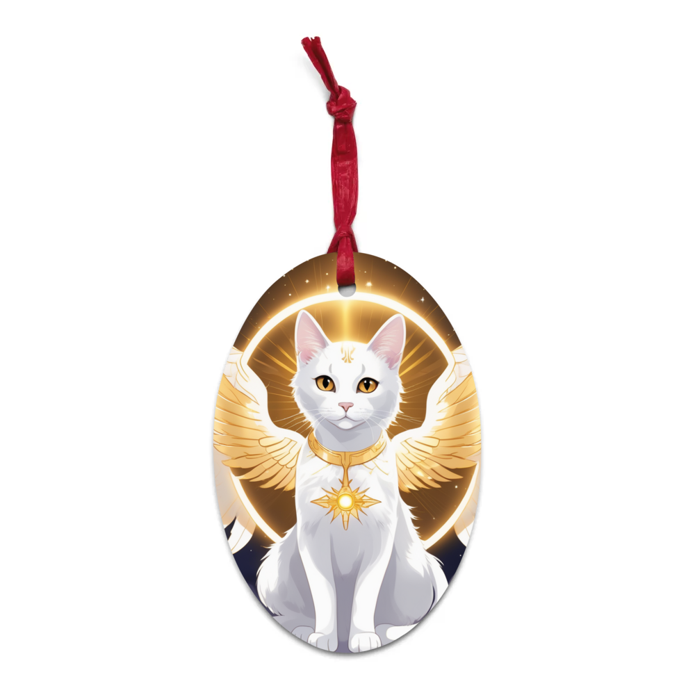 PugMug Custom White Companion Cat Wooden Ornament