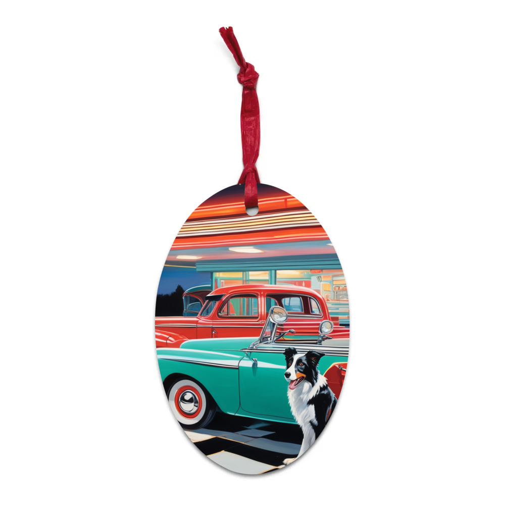 PugMug Custom Border Collie Wooden Ornament