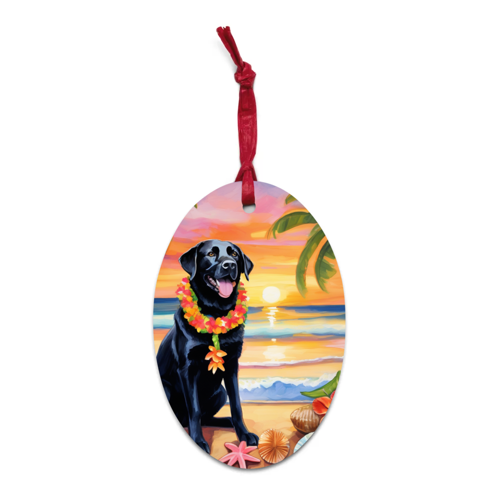 PugMug Custom Black Labrador Retriever Wooden Ornament