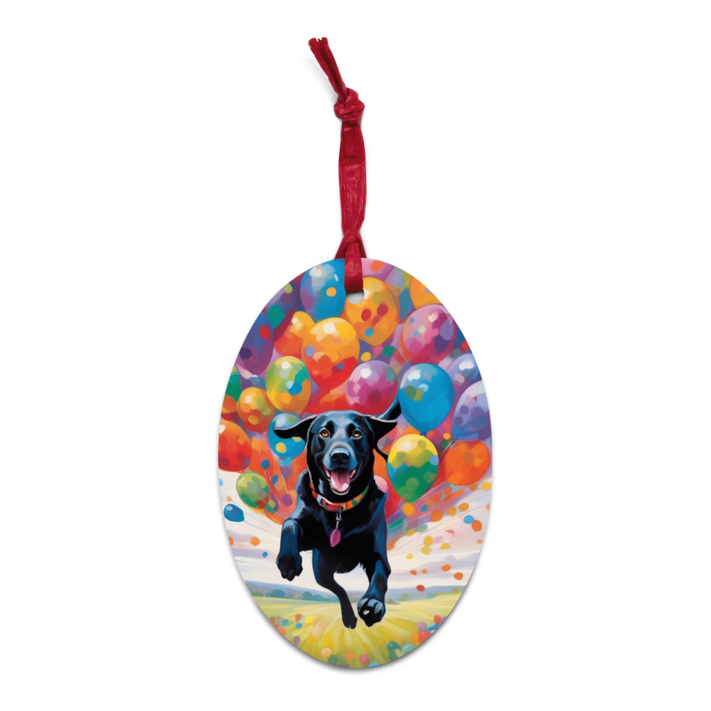 PugMug Custom Black Labrador Retriever Wooden Ornament