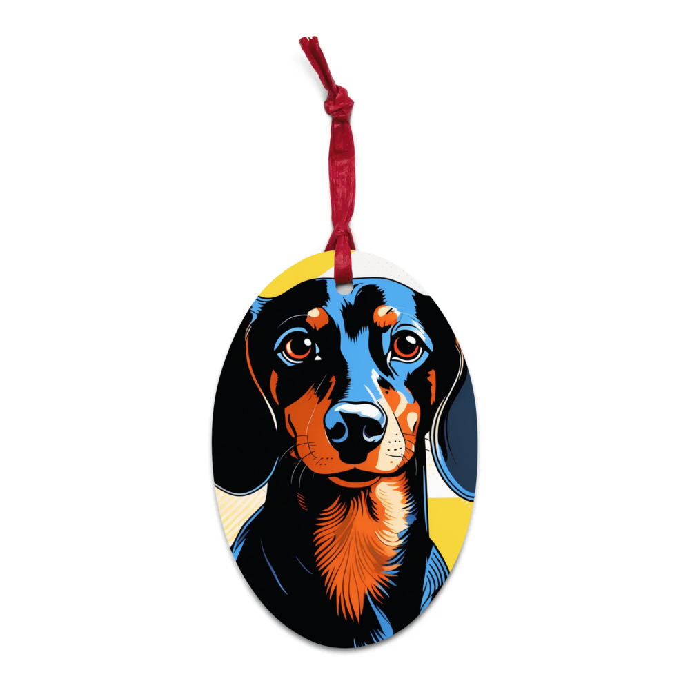 PugMug Custom Black Dachshund Wooden Ornament