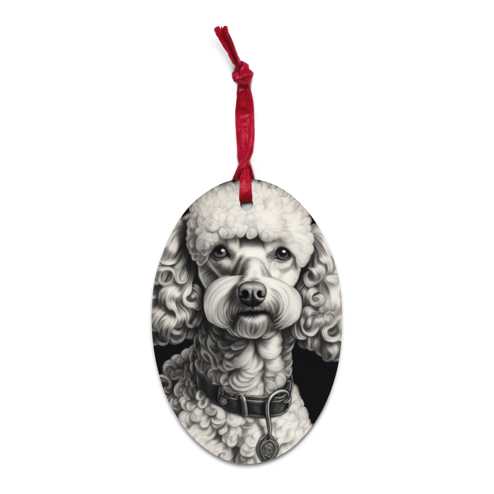 PugMug Custom White Poodle Wooden Ornament