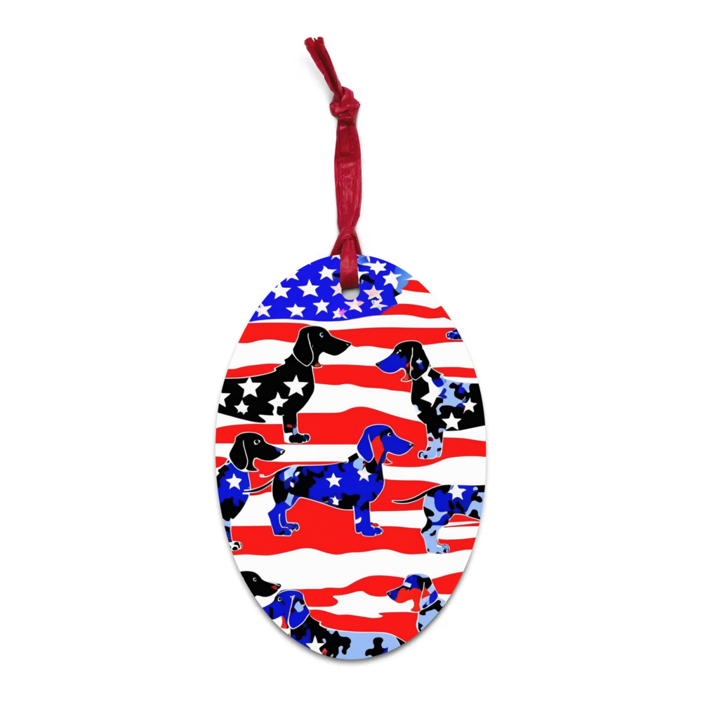 PugMug Custom Black Dachshund Wooden Ornament