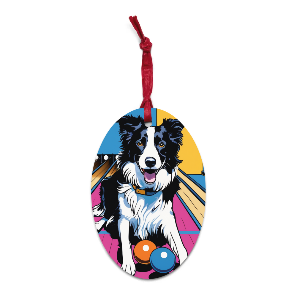 PugMug Custom Border Collie Wooden Ornament