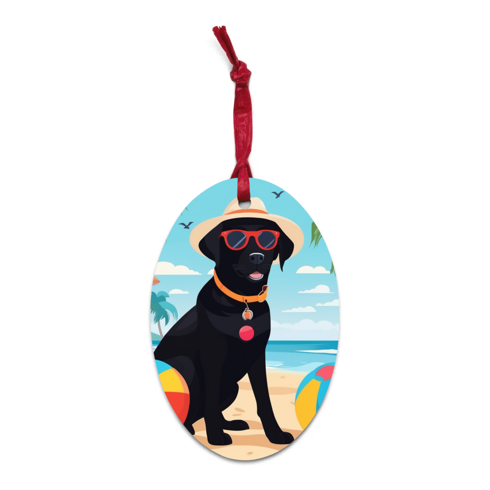 PugMug Custom Black Labrador Retriever Wooden Ornament