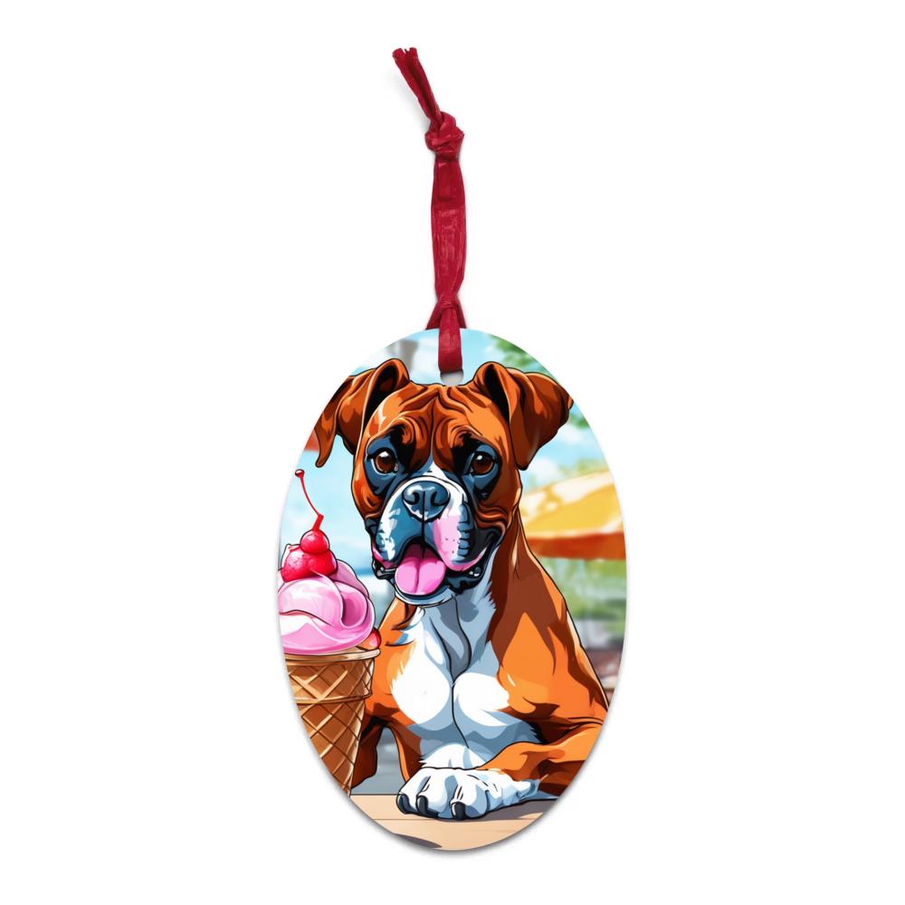PugMug Custom Boxer Dog Wooden Ornament
