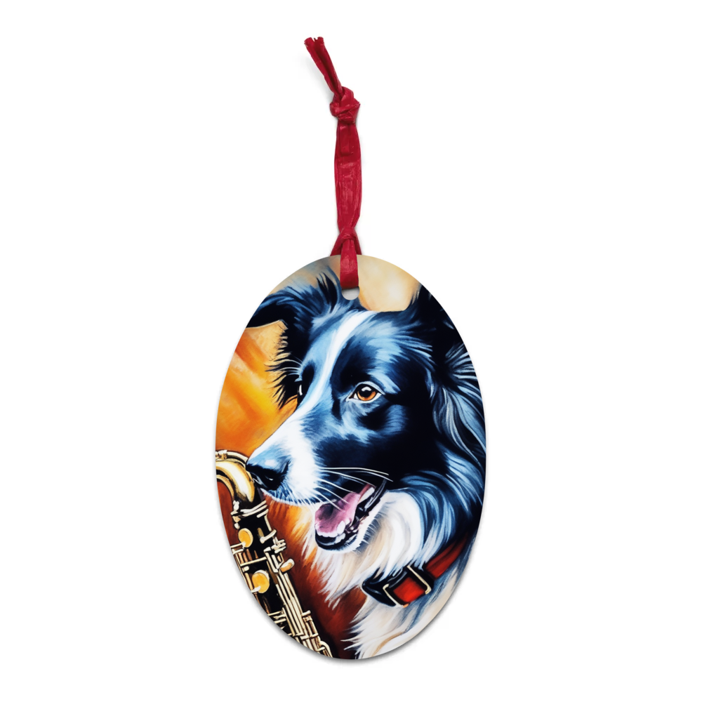 PugMug Custom Border Collie Wooden Ornament