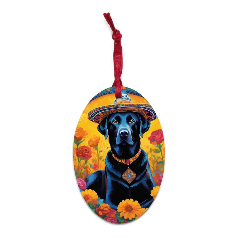 PugMug Custom Black Labrador Retriever Wooden Ornament