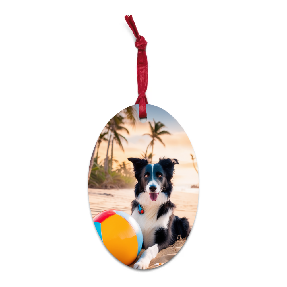 PugMug Custom Border Collie Wooden Ornament