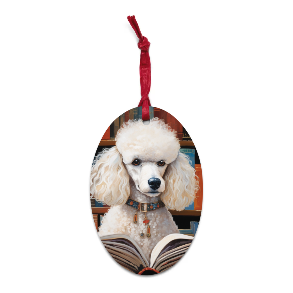 PugMug Custom White Poodle Wooden Ornament