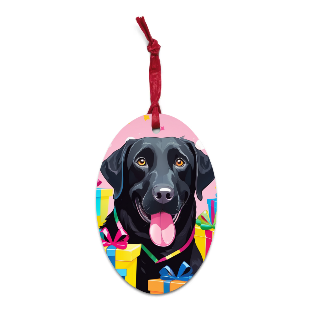 PugMug Custom Black Labrador Retriever Wooden Ornament