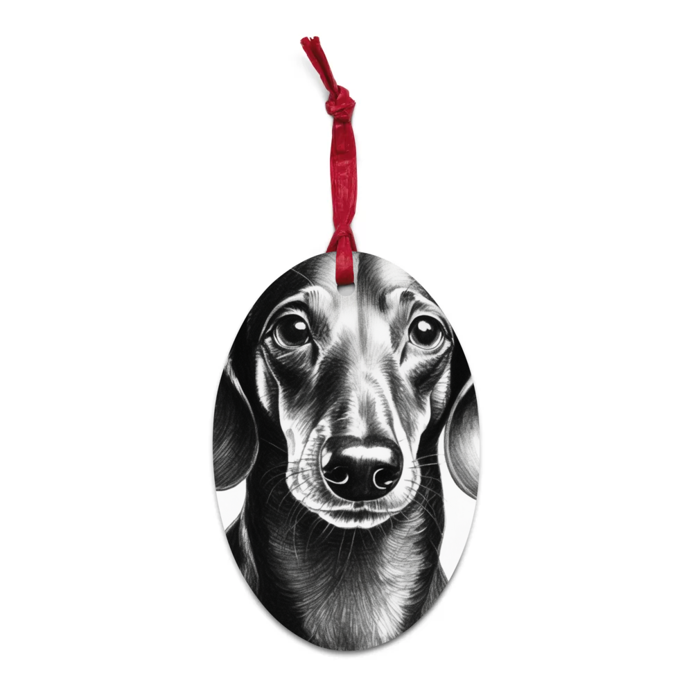 PugMug Custom Black Dachshund Wooden Ornament