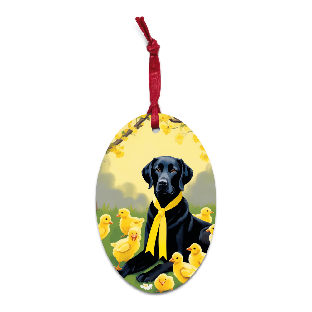 PugMug Custom Black Labrador Retriever Wooden Ornament
