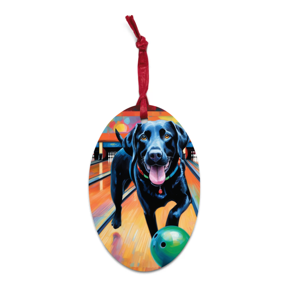 PugMug Custom Black Labrador Retriever Wooden Ornament