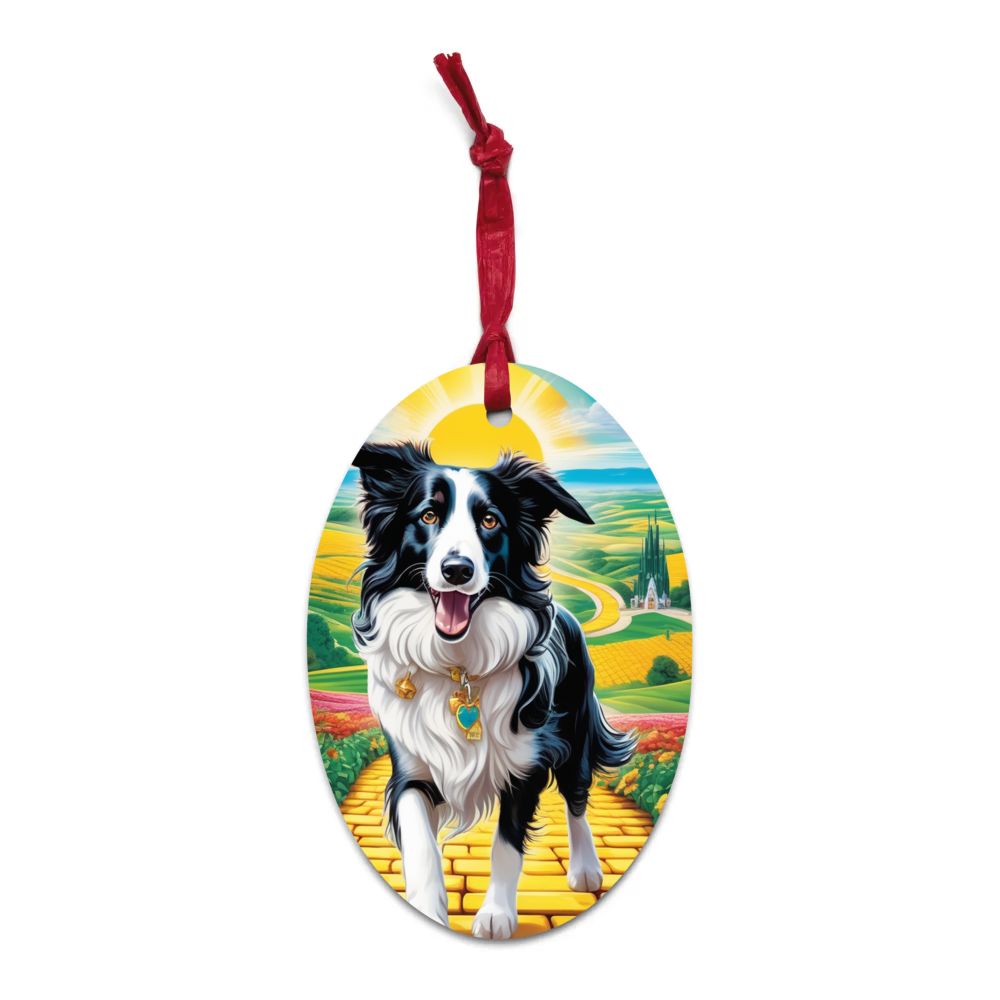 PugMug Custom Border Collie Wooden Ornament
