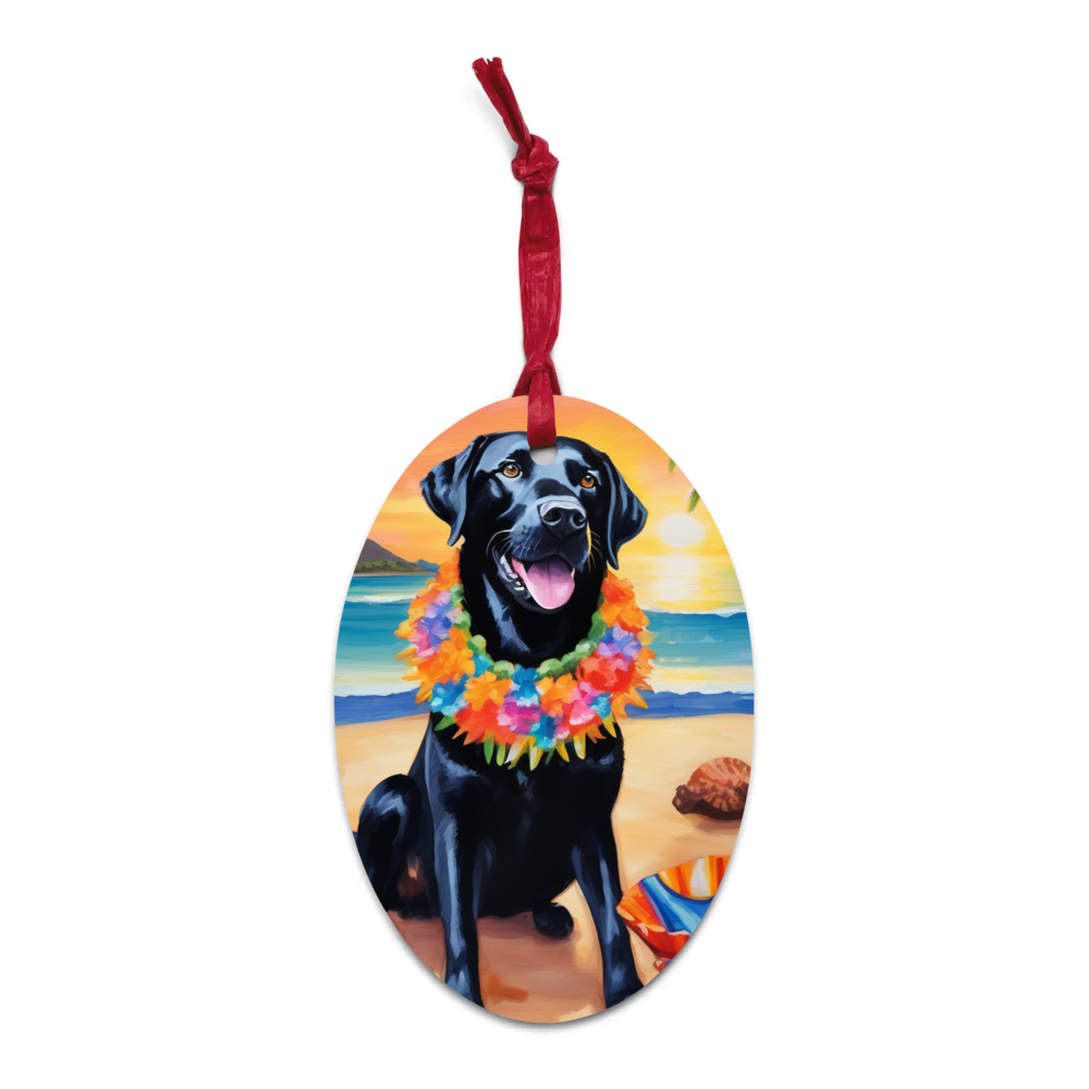 PugMug Custom Black Labrador Retriever Wooden Ornament