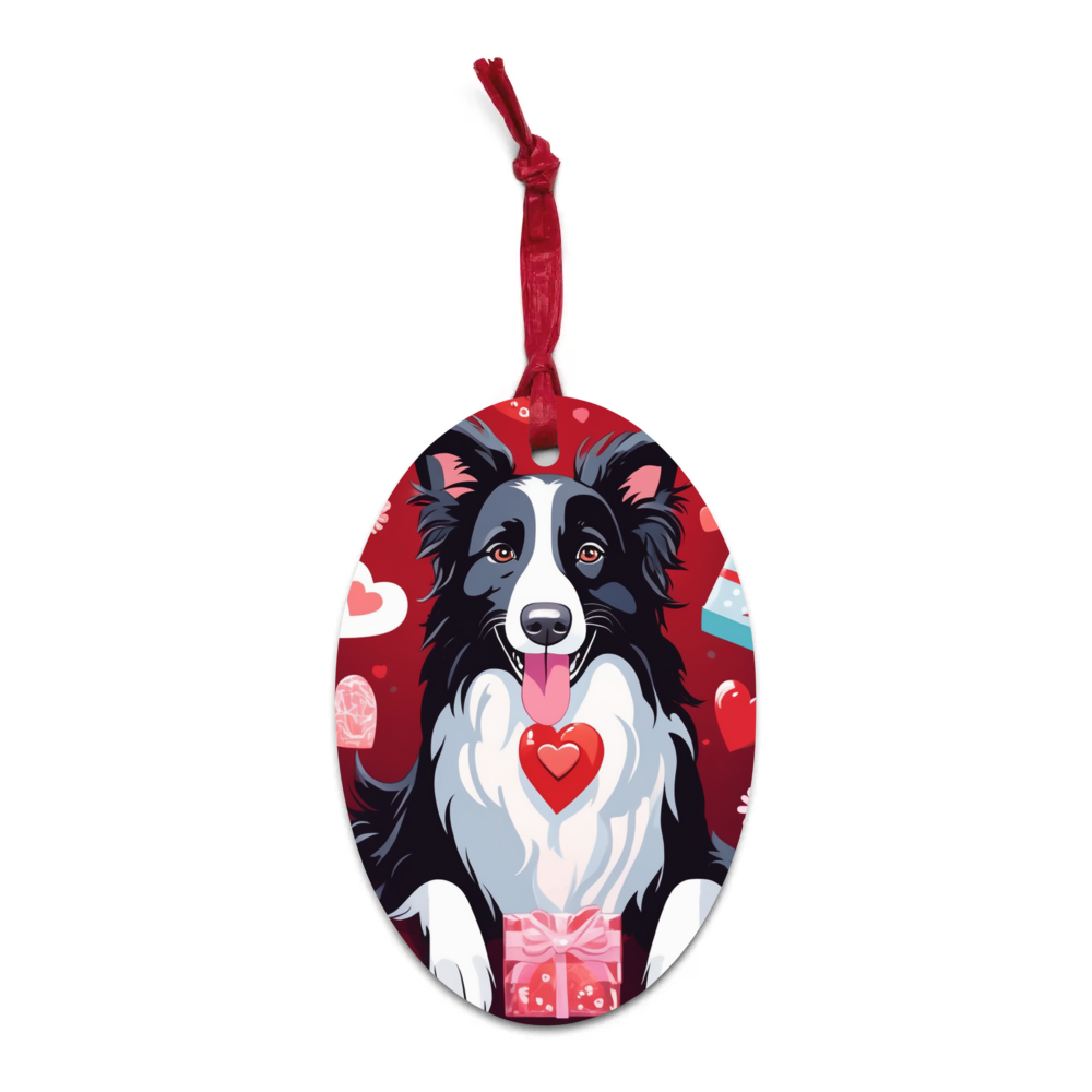 PugMug Custom Border Collie Wooden Ornament