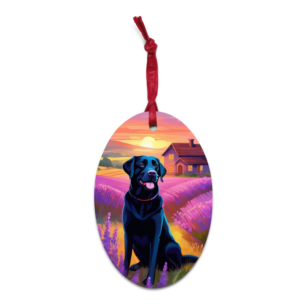 PugMug Custom Black Labrador Retriever Wooden Ornament