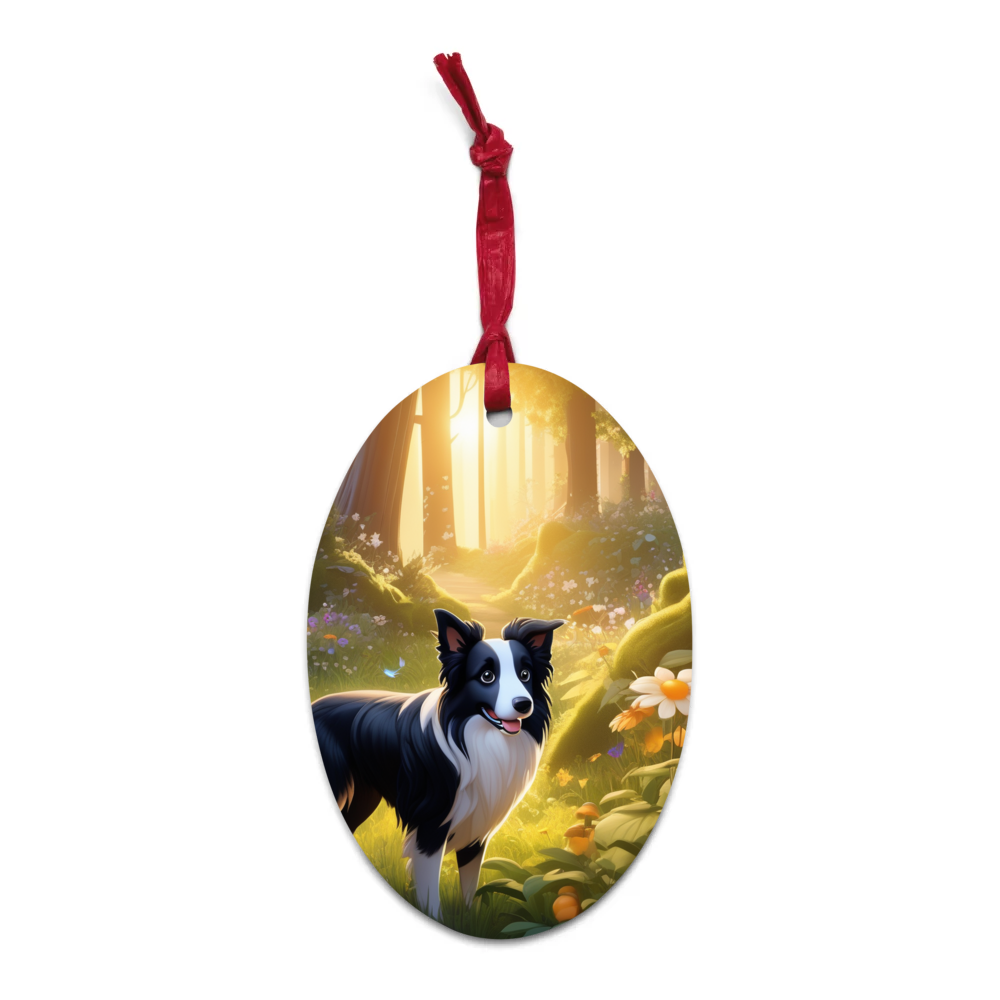PugMug Custom Border Collie Wooden Ornament